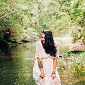 We loved splashing in the creek after our hike around the property!