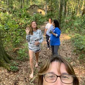 Walking on the trails behind the cabin