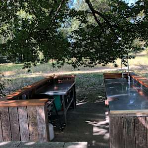 Potable water for cooking and hygiene needs, great kitchen space.
