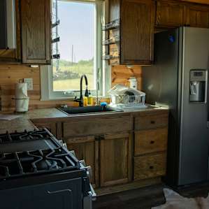 The inside was the perfect size for us- we cooked a little dinner and made coffee in the morning.