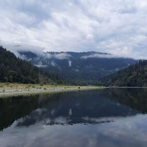 The scenery was very beautiful on the river.