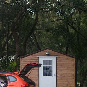 we stayed in a private cabin, complete with A/C, coffee and a mini fridge