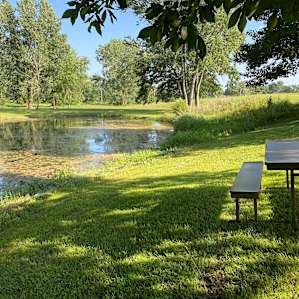 Campsite with table