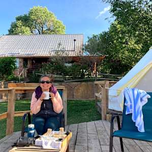 Coffee & breakfast on the deck (Shaila made AMAZING breakfast every morning!)