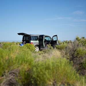 Our little spot for the night, surrounded by rabbit and sage brush and open land