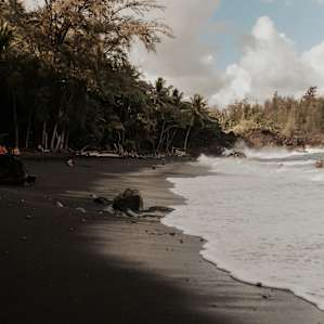 black sand beach