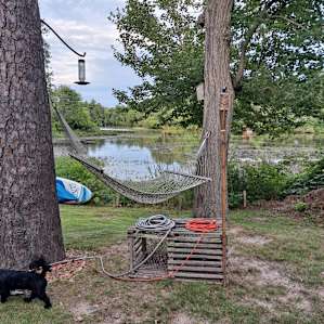 Water and 110v electric hookup. Hammock