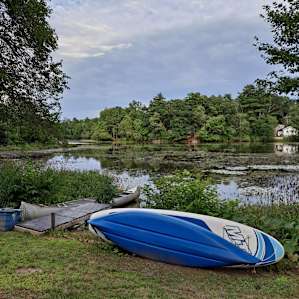 Kayak, SUP, canoe, and dock. Life vests were also provided!