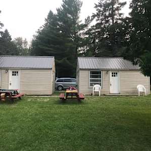 The two cabins. (There is a third to the left.)
