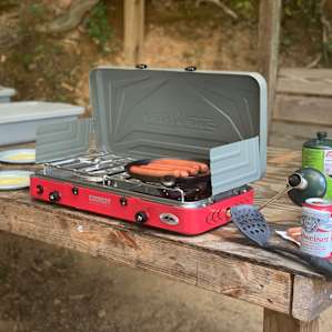 Great little primitive kitchen set up (note that I brought camp stove with me)