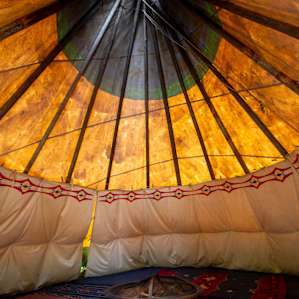 The tipi is really big. You can easily sleep eight in here without even thinking about it, and still have plenty of room for more.