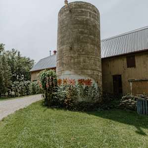 The barn! A great place to hang with your hosts. Washroom with running water located at the back of the barn through the large barn door to the left of the silo.