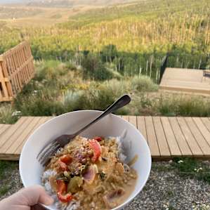 Delicious panang curry enjoyed outside.