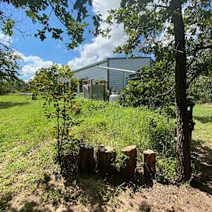 Yoga barn and outdoor shower