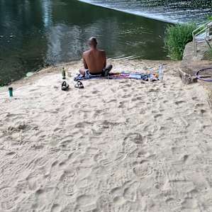 enjoying the private beach.