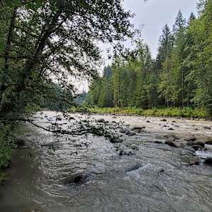Beautiful river view! Wading feet to cool off in 80-90 degree temps felt amazing!