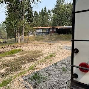 The old trailer house looking down on our camp spot. Water spigot was located to the left side of the trailer.