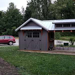 Front door, porch and trees
