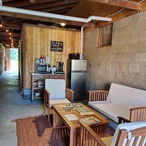The coffee/food area in the barn.