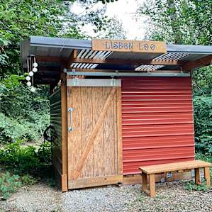 The greatest wild camping bathroom! Shower, sink and toilet!