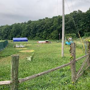 General view of the fenced off campsite.