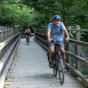 Our host Rupert, on his E-Bikes.