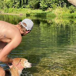 Swimming with doggos.