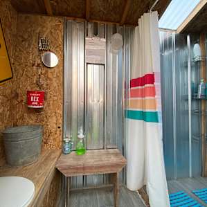 Adorable outdoor bathroom and shower