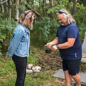 Smudging ceremony before entering the tent.