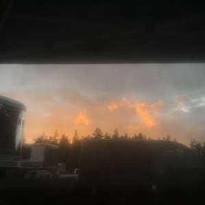 Beautiful closing clouds at the equestrian center as I begin my bike ride back to the ferry and to camp.