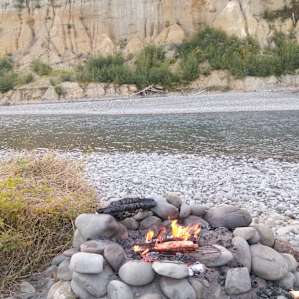 Morning coffee and fire after a short drive/walk to the river.