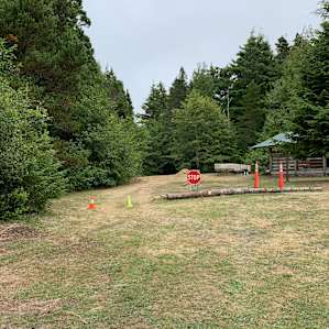 Park here. Unload and walk to campsite from here. 5 minute easy hike. We made 3-4 trips.