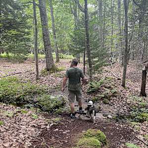 Hiking the trails on site