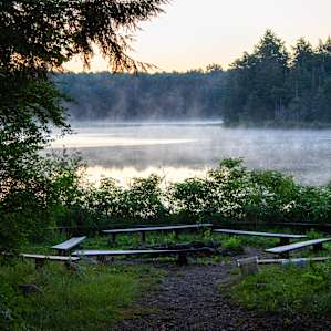 Morning by the campfire circle
