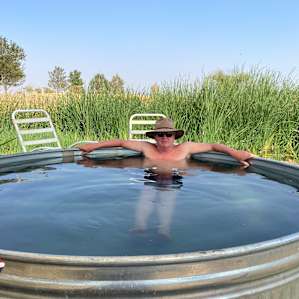 Taking a dip in the plunge pool