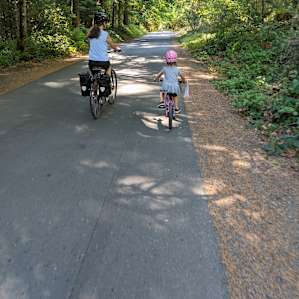 Riding down Bear Hill Rd (in the park) along Elk Lake towards Beaver Lake
