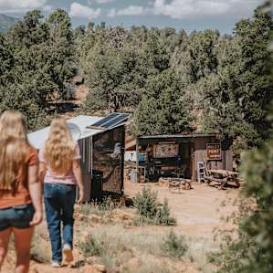 Heading down the trail to the community kitchen and restroom area.