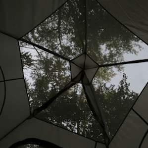 Trees overhead kept the tent cool.