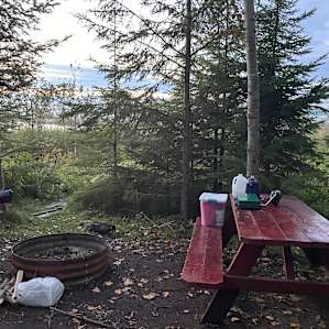 Picnic table and fire ring