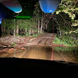 At the entrance to the campground, you get to ford a creek. We managed in a Corolla.
