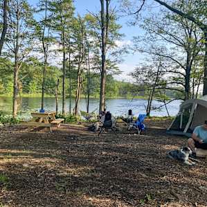 Campsite overlooking Cinnamon Lake