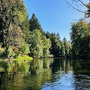 The river is gentle and not too deep anywhere. It was great for the kids camping with us but still deep enough for the adults to enjoy.