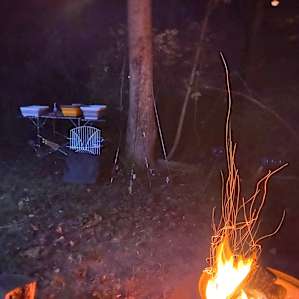 We found ways to setup camp on a slope