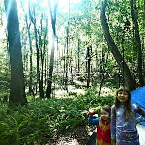 My girls at the Ferns in the Forest campsite