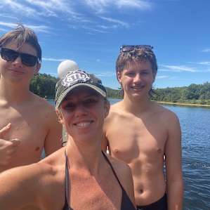 The boys and me enjoying the dock and sun!