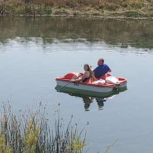 Fishing for large mouth bass at Little Lake Elevate. They each caught several.
