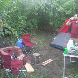 Site #2. Our giant tent took up most of the site but we still had space for the "kitchen" and plenty of privacy.