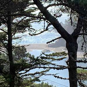 The view of the Navarro River and the Pacific Ocean.
