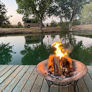 Early evening fire on the deck