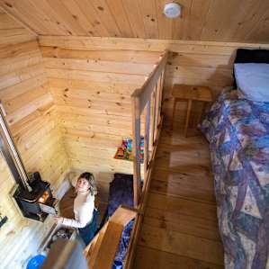 Views from the loft, queen-sized bed linens included and a woodstove